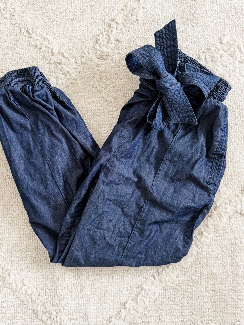 Anthropologie Dark Blue Tie-Waist Boyfriend Jeans